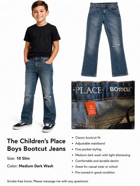 The Children's Place Medium Dark Wash Bootcut Jeans - Blue